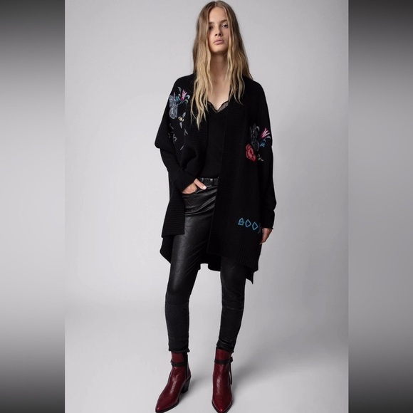 Zadig & Voltaire Sweaters - Zadig & Voltaire Indiany Embroidered Cashmere Cardigan Multicolor One Size EUC